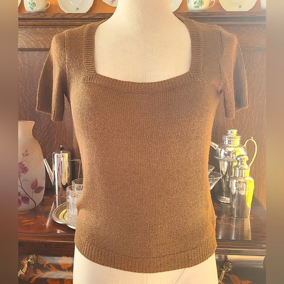 D&G Tops - D&G '97 Tawny Square Neckline Stretch Top - IT42/USM
